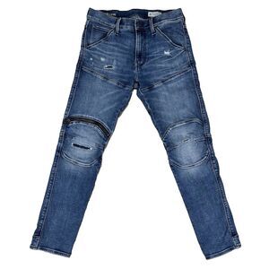 G Star Raw Jeans Men 29x30 Blue 5620 3D Zip Knee Skinny Distress Moto Bikercore
